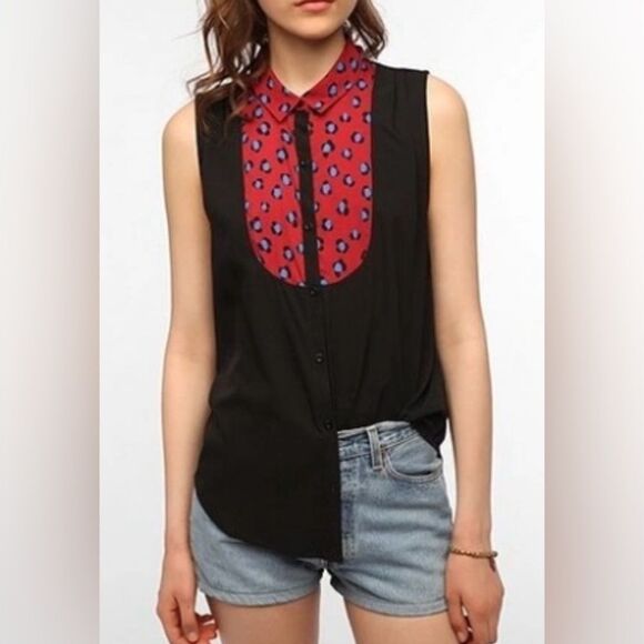 Urban Outfitters Cooperative Sleeveless Patterned Bib Blouse Women’s XS - Picture 2 of 7